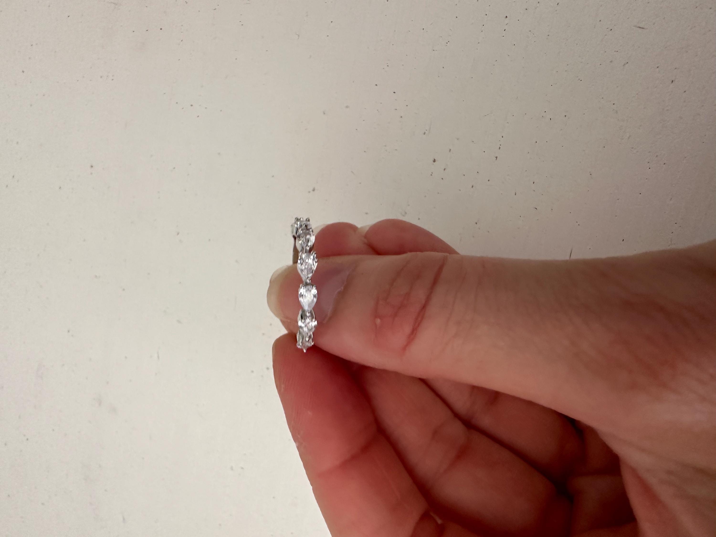 Bague En Argent 925 Avec Strass Et Pierres - Taille 56 - Occasion - Style Argenté
