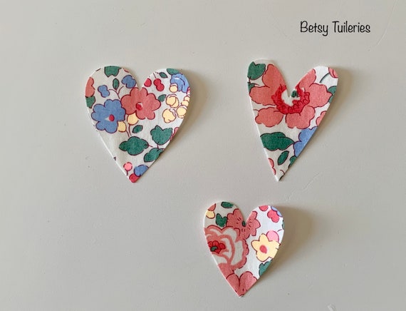 Liberty Heart Patches, Iron-on, Set of 3 Hearts of Different Sizes, Colors  of Your Choice 