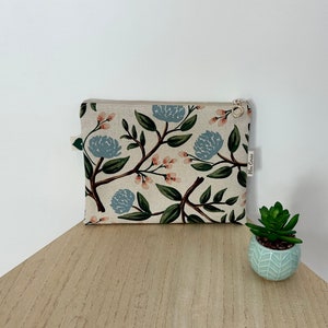 Pochette trousse plate en coton épais « Riffle Paper » doublure Liberty Wiltshire, molletonnée, pochette maquillage, à crayons …