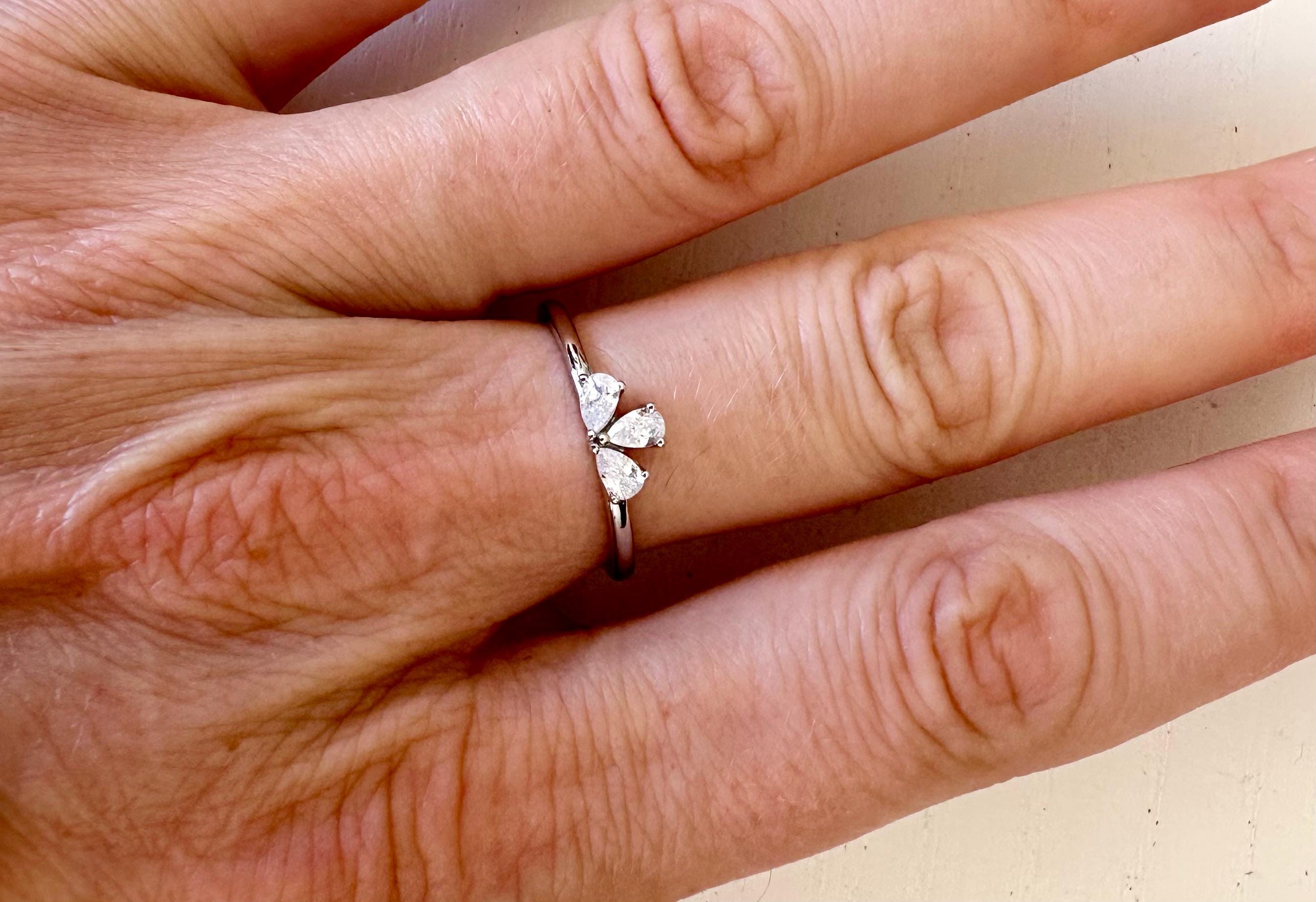 Bague En Argent 925 Avec Strass - Taille 56 - Occasion
