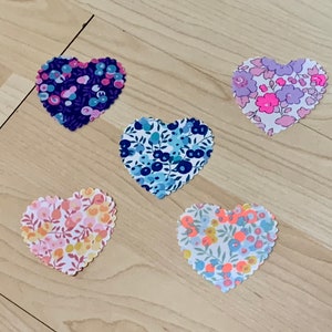 Liberty iron-on heart badge, choice of color and size