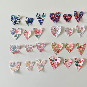 Toppe cuore Liberty, termoadesive, Set di 3 cuori di diverse dimensioni, colori a scelta