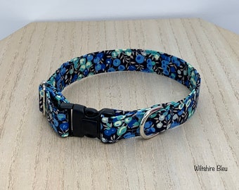 Collier pour chiens en Liberty « Wiltshire bleu », taille réglable, taille S