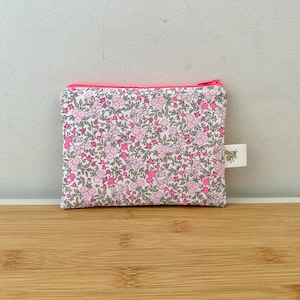 Astuccio piatto in cotone floreale fluo, foderato, imbottito, pochette…