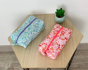 Liberty fleece pencil case, lined. Colors of your choice. Pencil case, makeup bag, accessory storage, etc. Gift idea