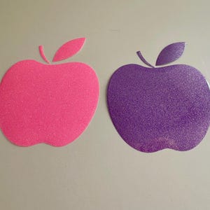 Iron-on Apple patches in glittery flex, personalize clothing or accessories, easy to apply, choice of colors
