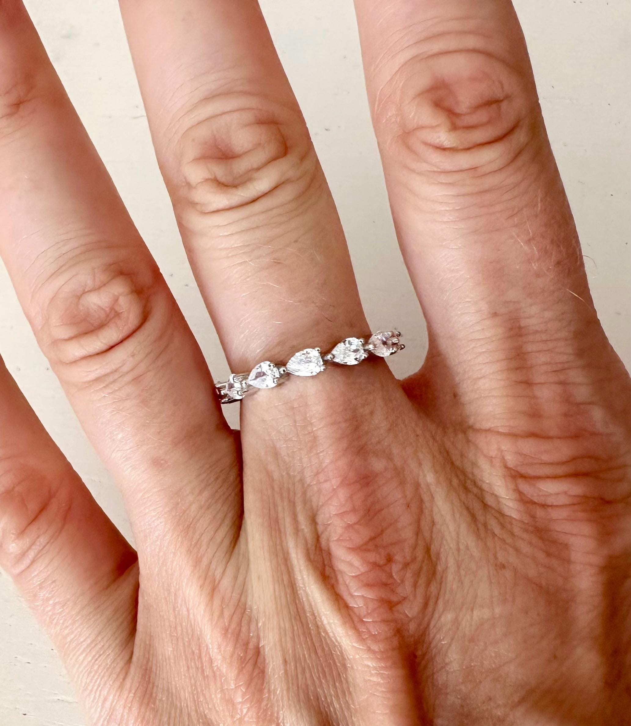 Bague En Argent 925 Avec Strass - Taille 55/56, Occasion, Couleur Argenté
