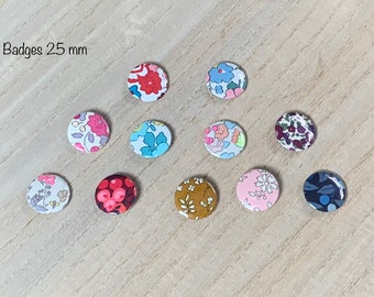 Badge 25 mm tissu Liberty