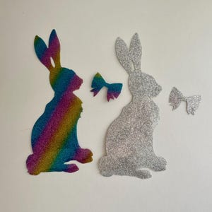 Rabbit iron-on badge in glittery flex, iron-on patch, choice of colors