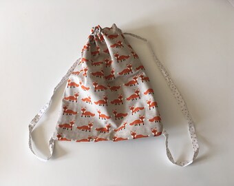 Fox patterned cotton backpack