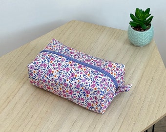 “UNE” floral cotton pencil case, lined, fleece. Gift idea