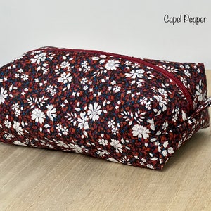 Trousse Liberty « Capel Papper », molletonnée, doublée. Zippée. Trousse maquillage, à crayons pour l’école, le bureau, …. Idée cadeau
