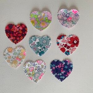 Toppe termoadesive a forma di cuore Liberty. Taglia e colore a scelta
