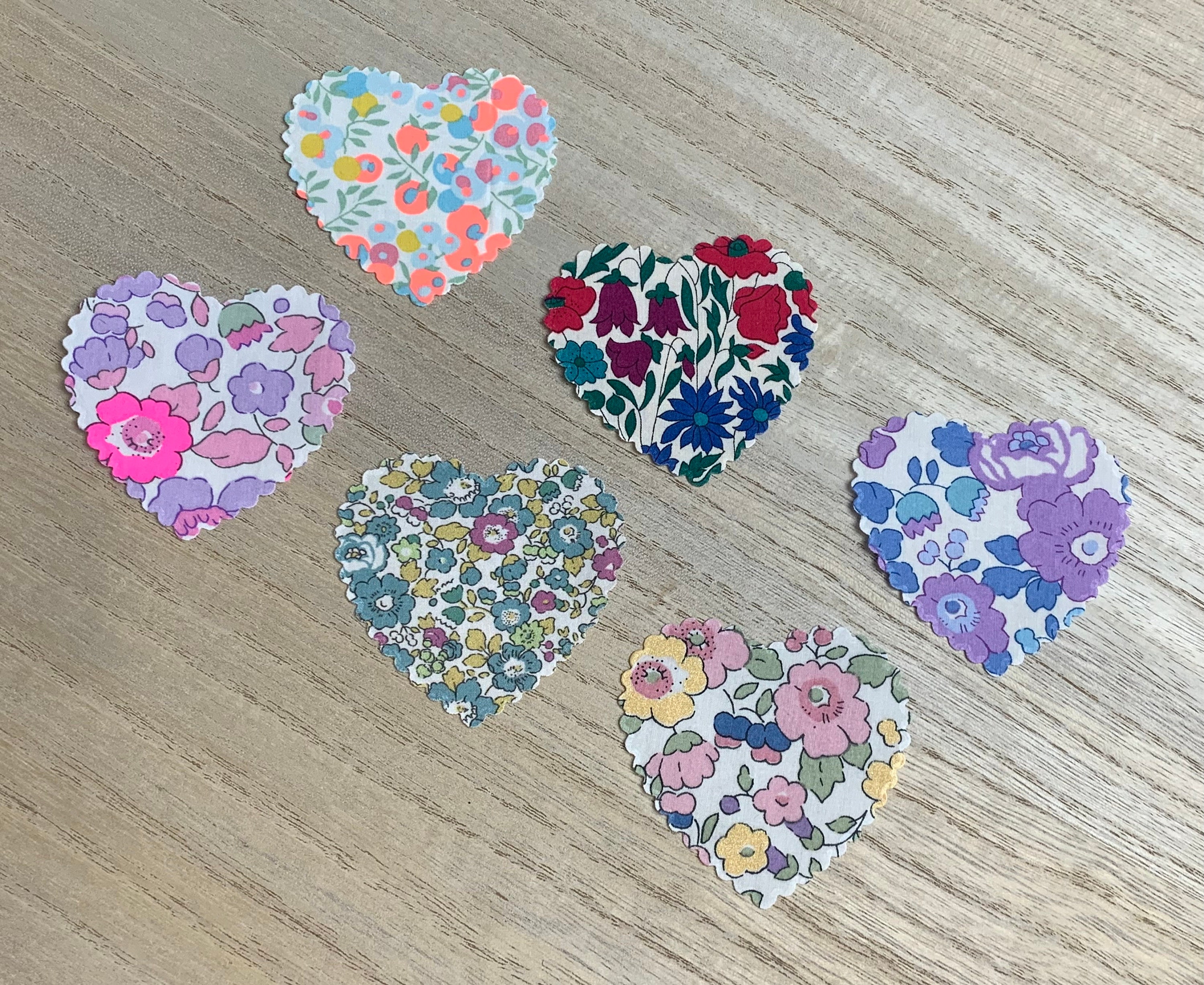 Liberty Heart Patches, Iron-on, Set of 3 Hearts of Different Sizes
