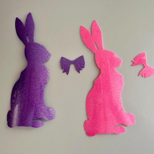 Rabbit iron-on badge in glittery flex, iron-on patch, choice of colors
