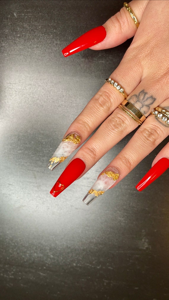 ❤️💋🐻 #red #nails #acrylicnails #nailart #newnails #french #teddybear  #flowers #gold #209 #modesto #nailinspo #freshset #nailsofinstagram… |  Instagram
