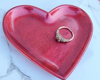 Red resin heart trinket dish tray