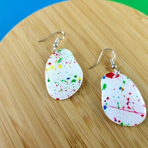 Abstract multicolor splatter hand painted resin statement earrings handmade