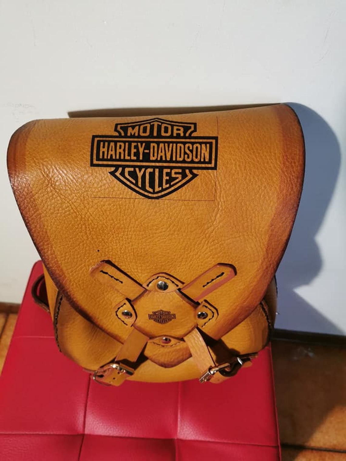 Harley Davidson Real Leather Bag Etsy