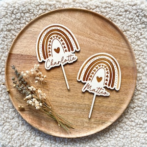 Cake topper con nome desiderato, iscrizione scolastica, compleanno, personalizzato con nome, cake topper, arcobaleno