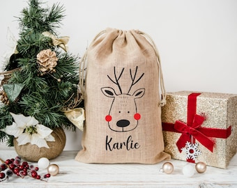 Personalized Christmas sack, linen Santa sack, Christmas gift, gift for Santa, personalized gift, Secret Santa gift