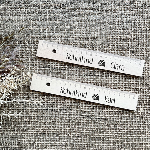 Wooden ruler personalized, schoolchild, rainbow, back to school, personalized gift, desired name