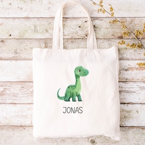 Kindertasche Dinos, Stofftasche personalisiert, Stoffbeutel Kindergarten, Stoffbeutel mit Namen, Kitakind Schulkind, Wecheslwäsche