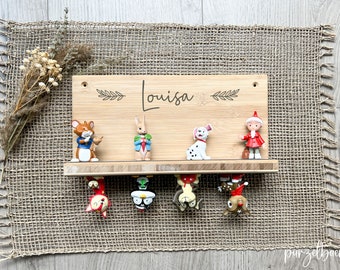 Shelf for tonie figurines, wooden tonie figurine shelf, wooden shelf for tonie figurines, tonie figurine shelf with names