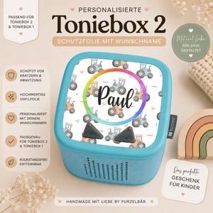 Schutzfolie Toniebox 2, Sticker, Toniebox 2 Zubehör, Namenssticker, Toniebox 2, personalisiertes Geschenk, Kitakind, Toniebox 2 Folie