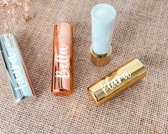 personalisierter Lippenbalsam, Geschenk zur Hochzeit, Trauzeugin, Jungesellinnenabschied, Beste Freundin, Bride to be, Namensaufkleber