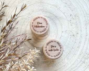 Personalized milk tooth box, first lock of hair, wooden box for milk teeth, birthday, tooth box, tooth fairy, gift, tooth fairy certificate