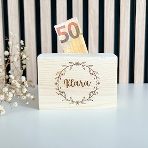 personalized money box, wooden money box, money box with name, wooden money box