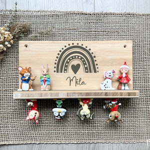 Shelf for tonie figures, wooden tonie figure shelf, wooden shelf for tonie figures, tonie figure shelf with name, rainbow