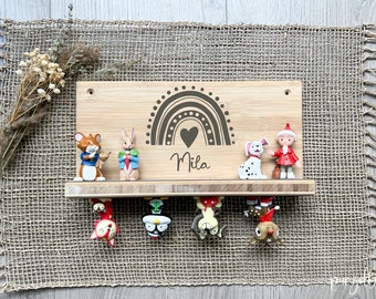 Shelf for tonie figures, wooden tonie figure shelf, wooden shelf for tonie figures, tonie figure shelf with name, rainbow