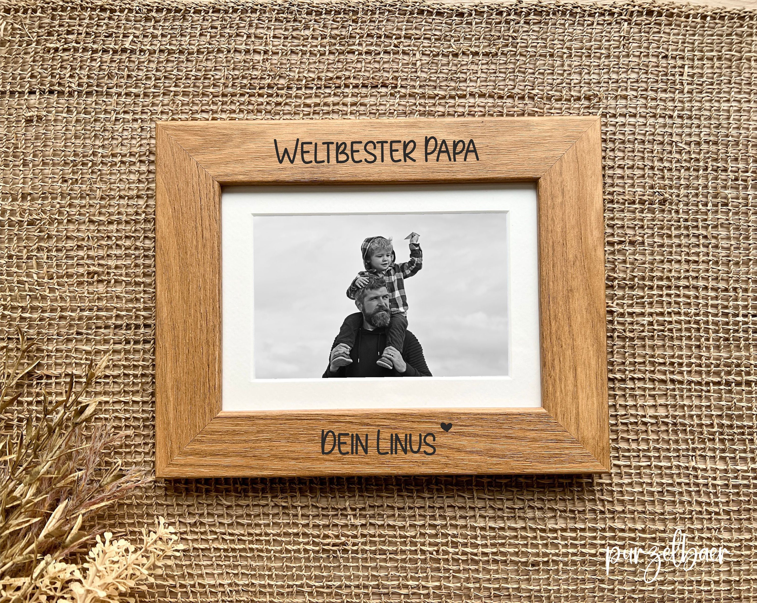 Bilderrahmen personalisiert, Geschenk zum Vatertag,  Holzrahmen mit Gravur, Weltbester Papa, Vatertagsgeschenk, perosnalisiertes Geschenk