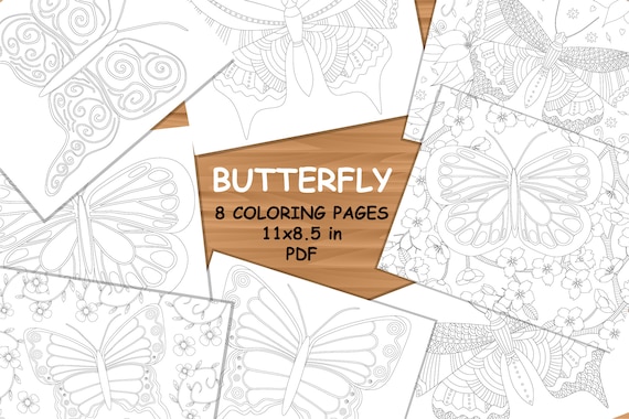 Butterfly Coloring Pages Printable Coloring Book for Kids and - Etsy