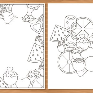 Candy coloring pages, kids coloring, Printable coloring, 5 colouring pages, sweets coloring book, adult coloring, instant download image 2