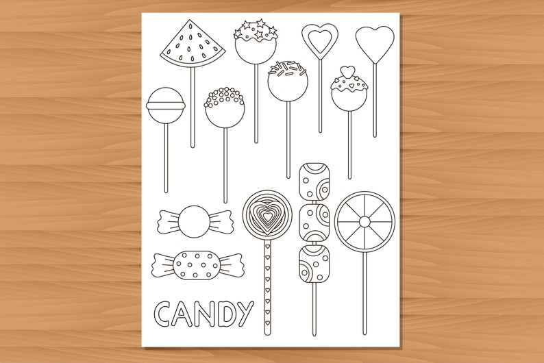 Candy coloring pages, kids coloring, Printable coloring, 5 colouring pages, sweets coloring book, adult coloring, instant download image 4