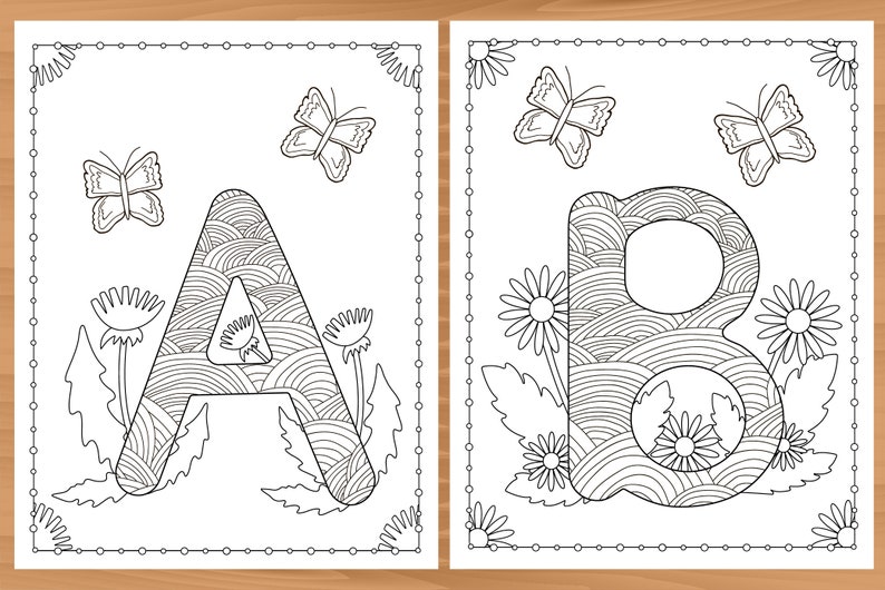 Alphabet A to Z 26 Printable Coloring Pages Initial - Etsy