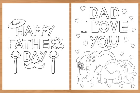 father s day 4 printable coloring pages best dad ever etsy