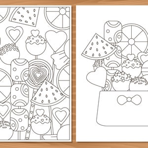 Candy coloring pages, kids coloring, Printable coloring, 5 colouring pages, sweets coloring book, adult coloring, instant download image 3