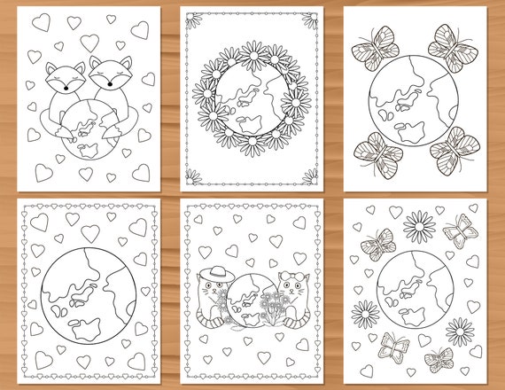 6 Printable coloring pages Earth day coloring Greeting