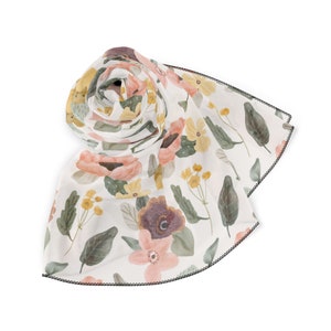Bufanda de gasa con estampado floral: Pañuelo transparente y colorido para el cuello (63 x 63 cm)