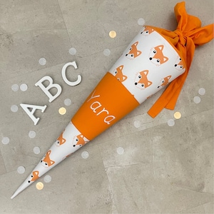 Cartable Sac à Sucre Scolarisation Grand 70 cm Fait Main - Renard Orange