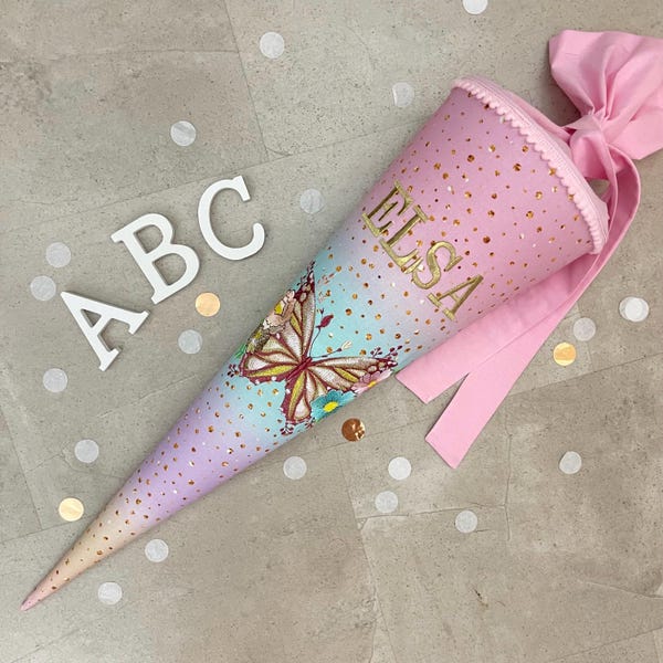 Schooltas stof suikertas schoolinschrijving 70 cm handgemaakt - vlinder