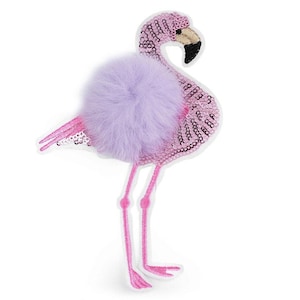 Aufnäher/Aufbügler/Patch - Flamingo pink rosa Pailletten Fell