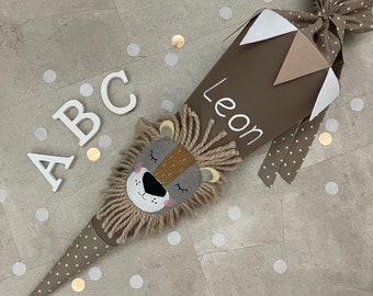 School cone fabric candy cone school enrollment 70cm Handmade - Lion