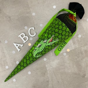 Cartable en tissu sac à sucre inscription scolaire 70 cm fait main - crocodile