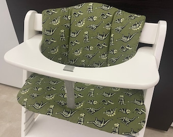 Seat cushion set for Hauck Alpha, Tray, Beta high chair - Dinosaur Green
