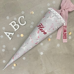 Cartable en tissu sac à sucre inscription scolaire 70 cm fait main - Licorne